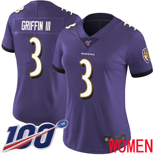 Baltimore Ravens Limited Purple Women Robert Griffin III Home Jersey NFL Football #3 100th Season Vapor Untouchable